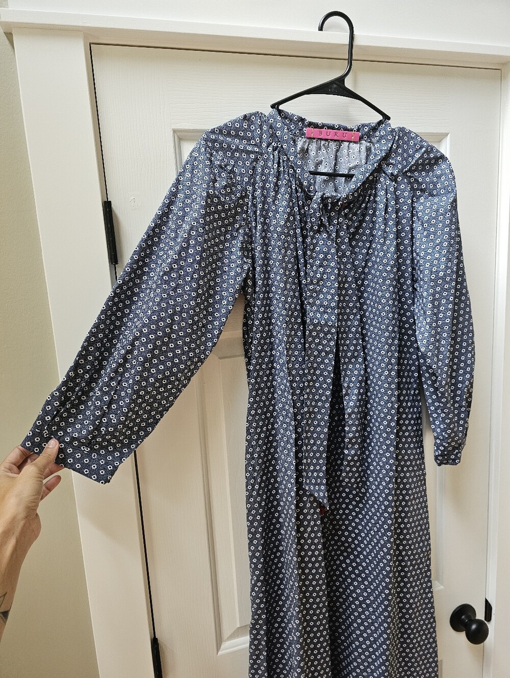 BURU Vintage The Notebook Neck Tie Shirtwaist Dress Ditsy Denim - Picture 7 of 12